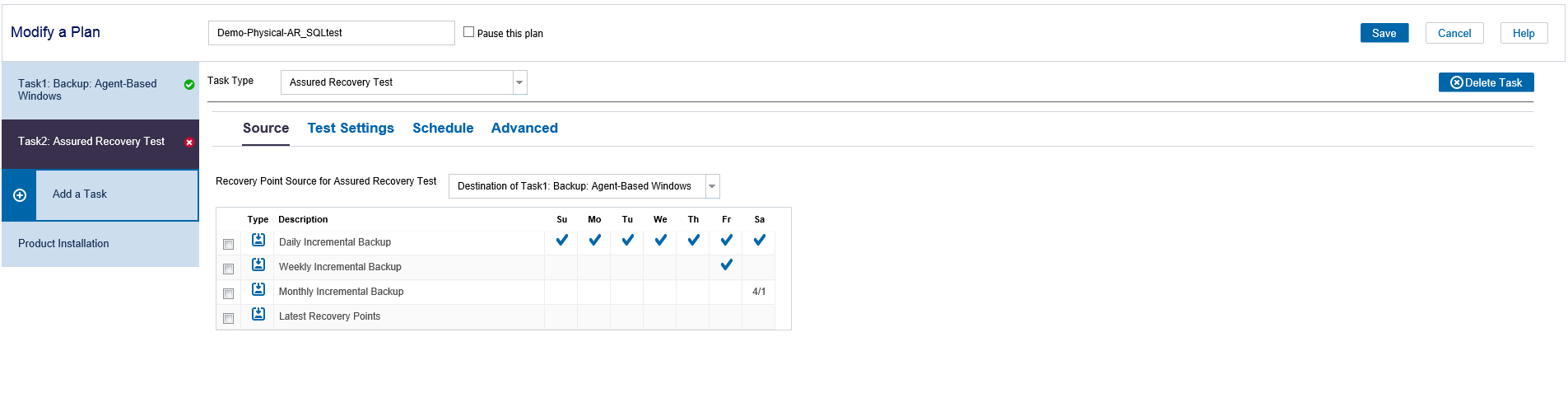 сравнение arcserve и backup exec - assured recovery test