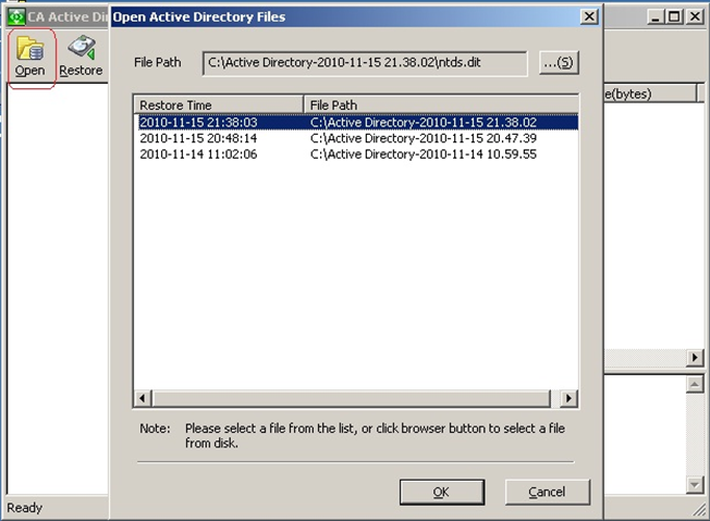 поиск точки восстановления записи active directory