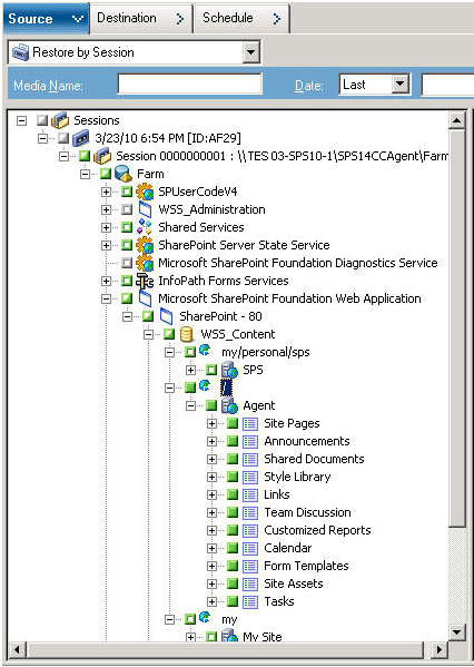 Восстановление информации SharePoint