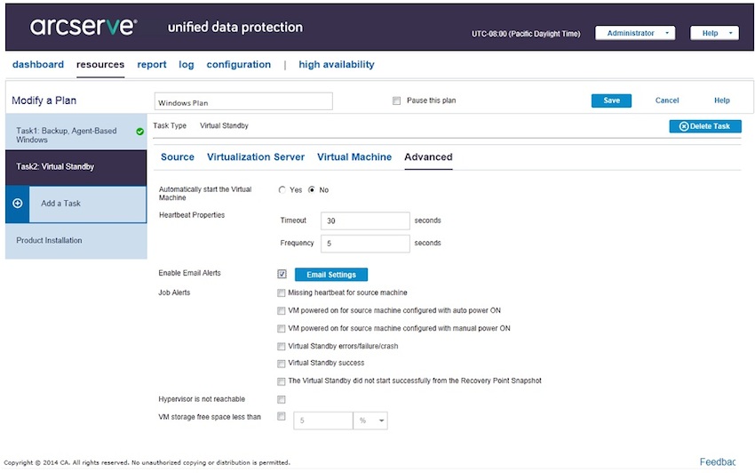 arcserve UDP VirtualStandby Advanced