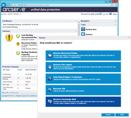 arcserve udp file restore