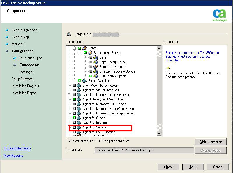 Arcserve Backup Agent for Sybase